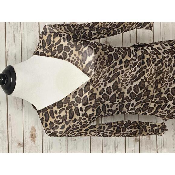 BCBG MaxAzria Y2K mob wife Michael animal-print mesh wrap dress Size XS - Picture 2 of 7